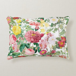 Floral Roses Vintage Spring Garden Accent Pillow