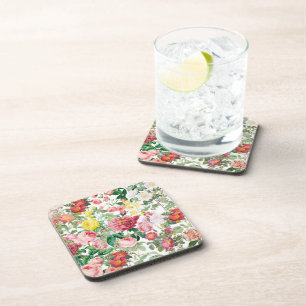 Floral Roses Vintage Spring Garden   Beverage Coaster