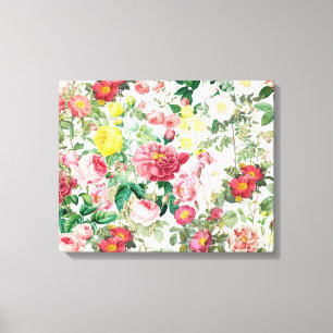 Floral Roses Vintage Spring Garden Canvas Print