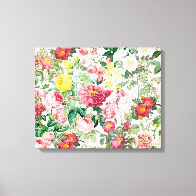 Floral Roses Vintage Spring Garden   Canvas Print (Front)