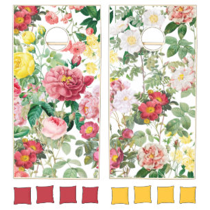 Floral Roses Vintage Spring Garden Cornhole Set