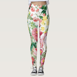 Floral Roses Vintage Spring Garden Leggings