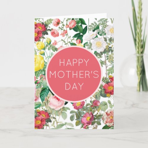 Floral Roses Vintage Spring Garden Mothers Day Holiday Card