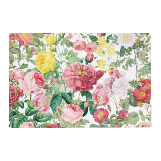 Floral Roses Vintage Spring Garden   Placemat (Front)