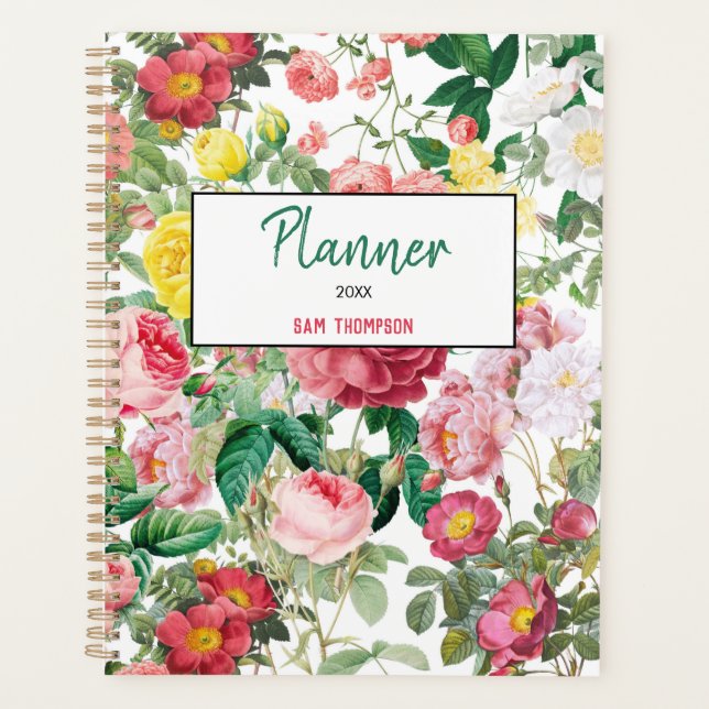 Floral Roses Vintage Spring Garden Planner (Front)
