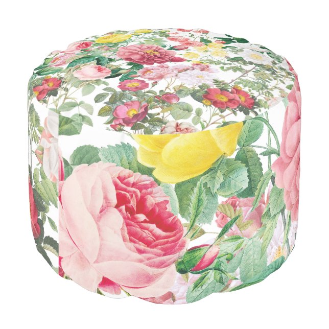 Floral Roses Vintage Spring Garden   Pouf (Angled Back)