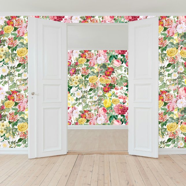 Floral Roses Vintage Spring Garden  Wallpaper (Floral Roses Vintage Spring Garden Wallpaper)