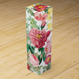 Floral Roses Vintage Spring Garden Wine Box