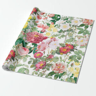 Floral Roses Vintage Spring Garden Wrapping Paper
