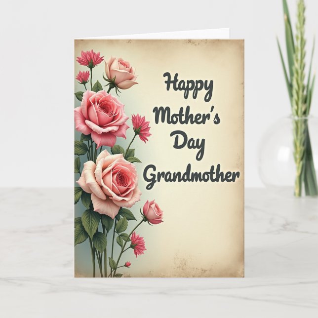 Floral Roses Vintage Style Card (Front)