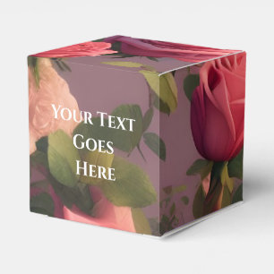 Floral Roses Wedding Cake Favor Box