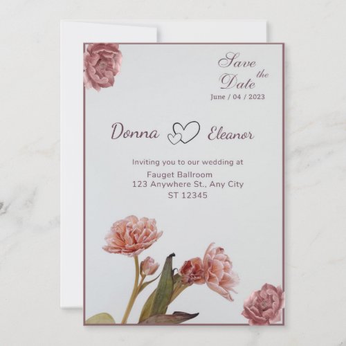 Floral roses wedding invitation
