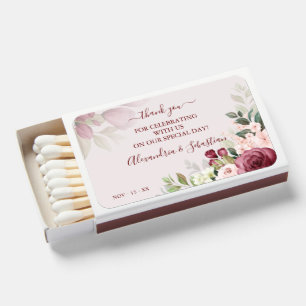 Floral Roses Wedding Thank You  Classic Matchboxes