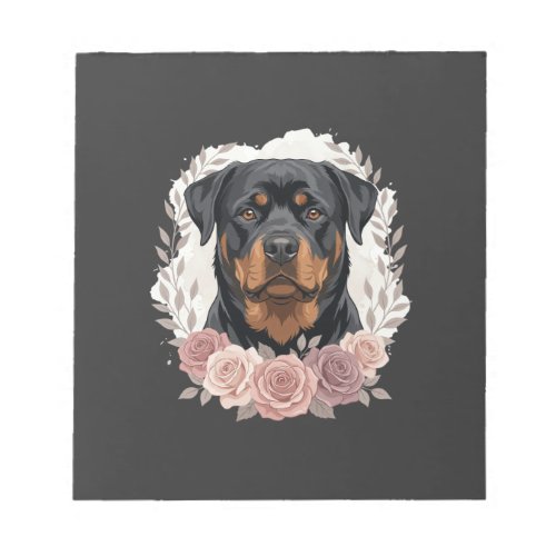 Floral Rottweiler Dog Portrait Sublimation Notepad