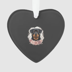 Floral Rottweiler Dog Portrait Sublimation Ornament