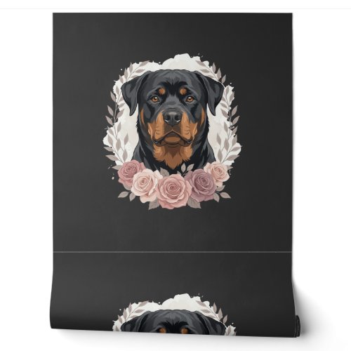 Floral Rottweiler Dog Portrait Sublimation Wallpaper