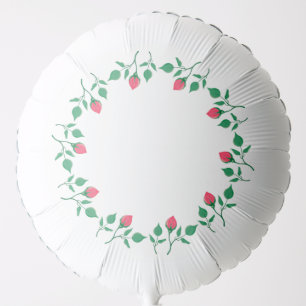 Floral round frame with pink rose flowers balloon