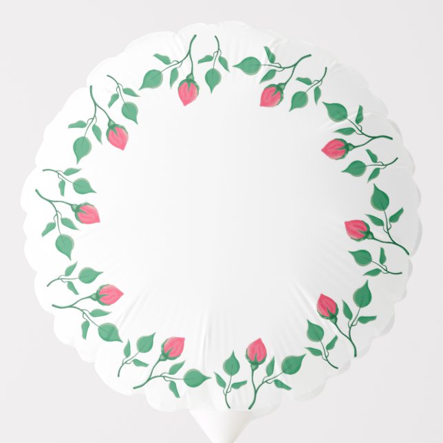 Floral round frame with pink rose flowers  balloon (Front)