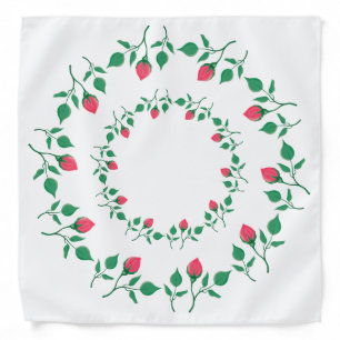 Floral round frame with pink rose flowers bandana