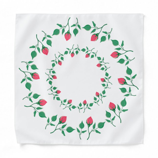 Floral round frame with pink rose flowers   bandana (Front)
