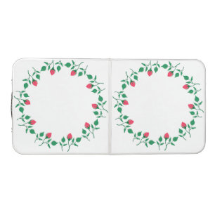 Floral round frame with pink rose flowers  beer pong table