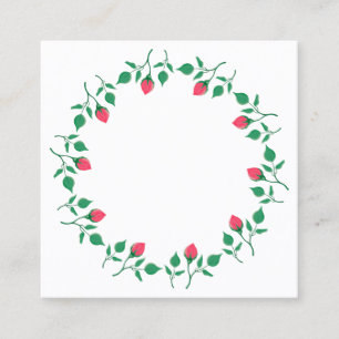 Floral round frame with pink rose flowers calling card