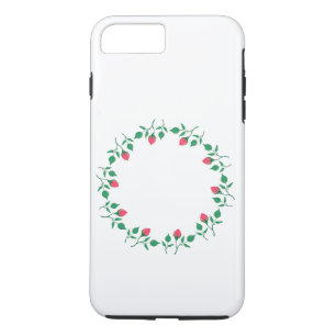 Floral round frame with pink rose flowers iPhone 8 plus/7 plus case