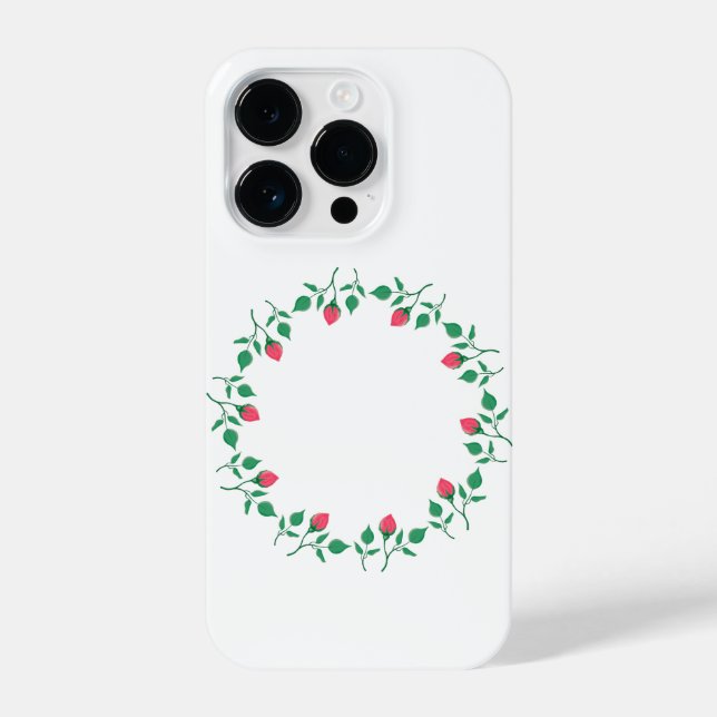 Floral round frame with pink rose flowers   iPhone case (Back)