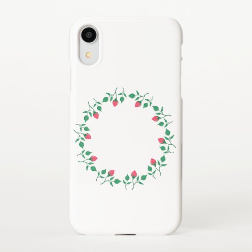 Floral round frame with pink rose flowers   iPhone XR case