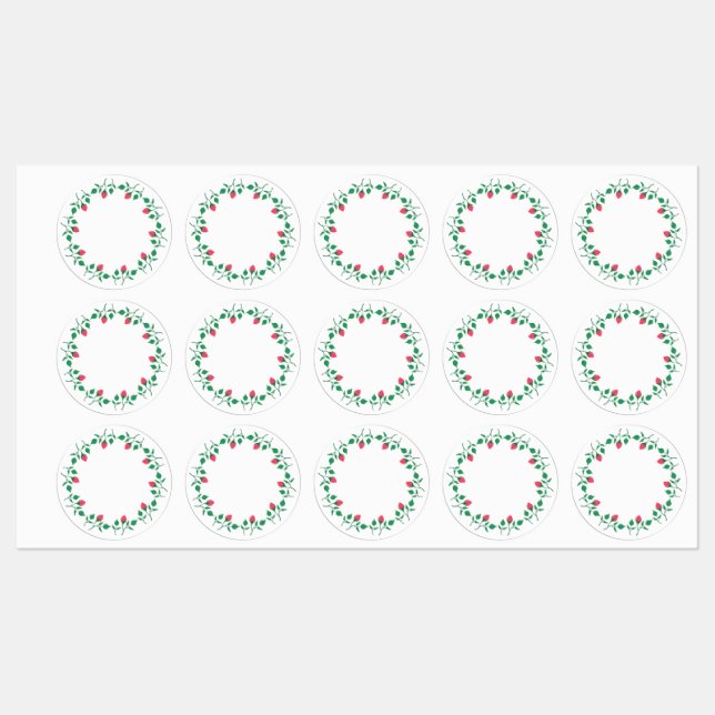 Floral round frame with pink rose flowers  labels (Sheet)