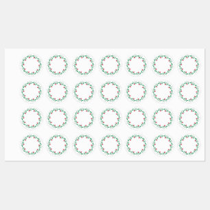 Floral round frame with pink rose flowers  labels