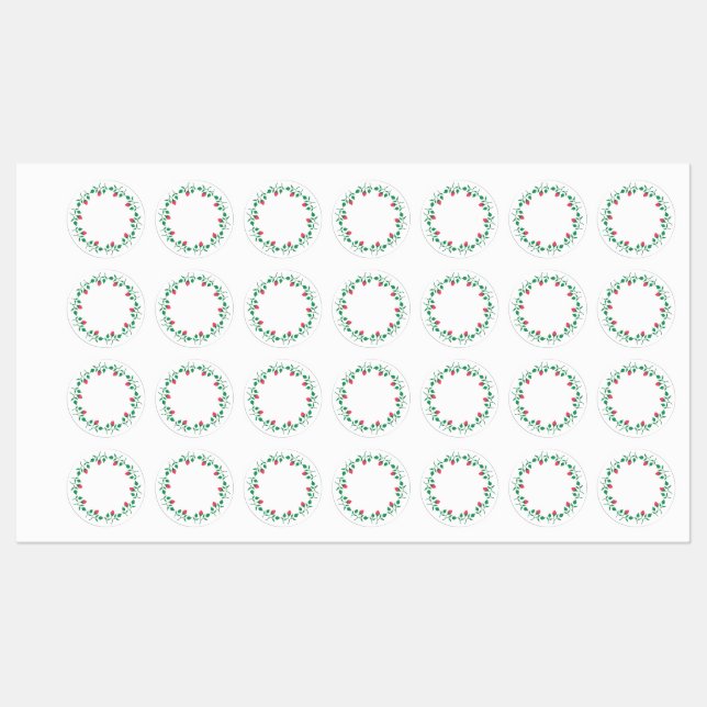 Floral round frame with pink rose flowers  labels (Sheet)