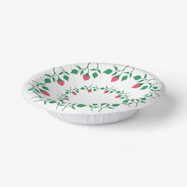 Floral round frame with pink rose flowers   paper bowls (Angled)