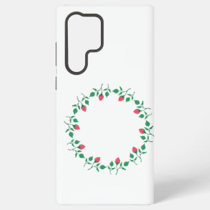 Floral round frame with pink rose flowers samsung galaxy s22 ultra case