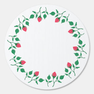 Floral round frame with pink rose flowers sign