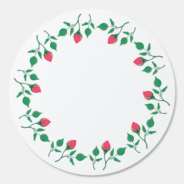 Floral round frame with pink rose flowers  sign (Front)