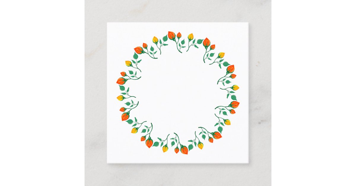 Floral round frame with yellow and red rose flower appointment card ...