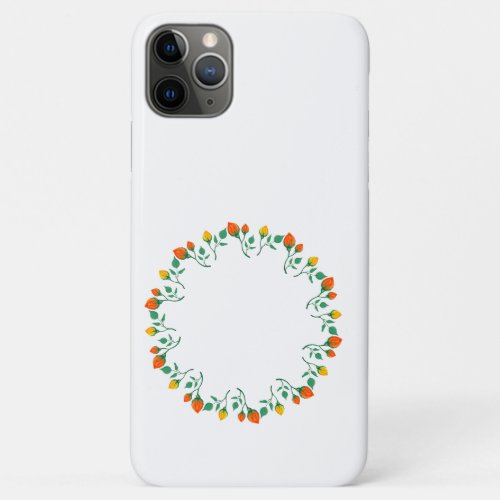 Floral round frame with yellow and red rose flower iPhone 11 pro max case