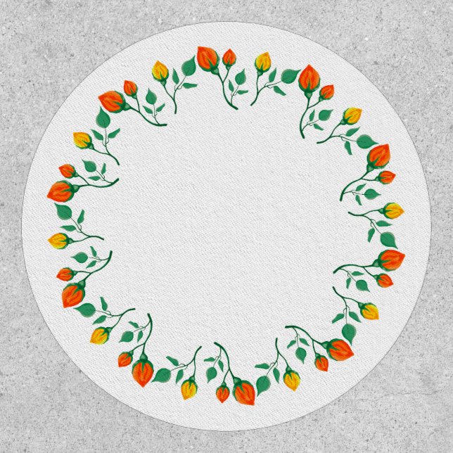 Floral round frame with yellow and red rose flower patch (Front)
