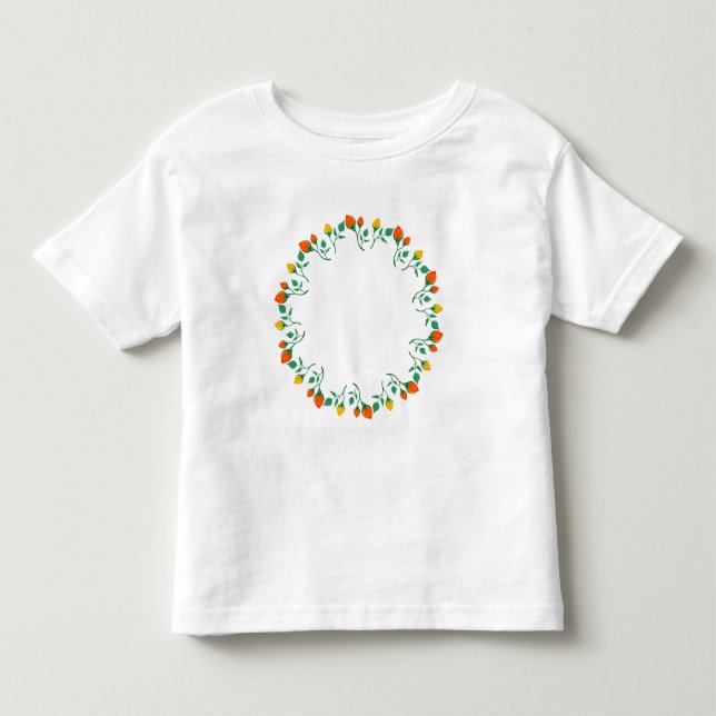 Floral round frame with yellow and red rose flower toddler t-shirt (Front)