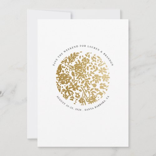 Floral Round Minimalist Glamorous Save the Date