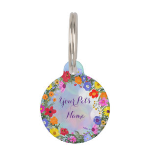 Floral Round Pet Tag Id