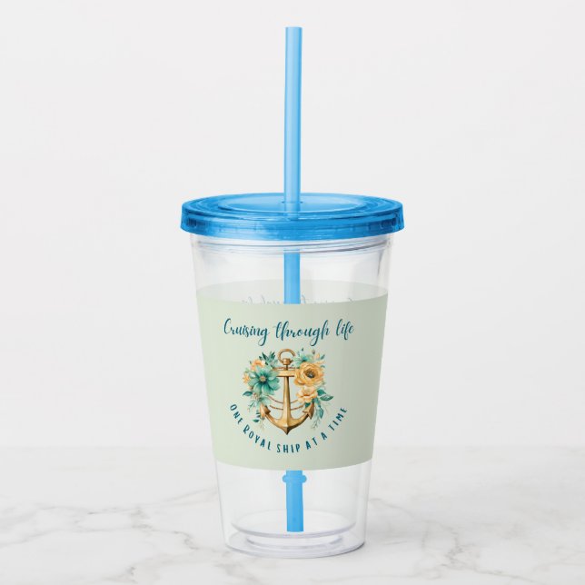 Floral Royal Acrylic Tumbler (Front)