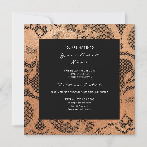 Floral Royal Black Rose Lace Bridal Shower Event Invitation