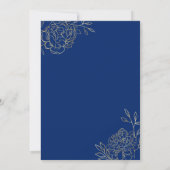 Floral Royal Blue Gold Fine Art Quinceanera Invitation (Back)