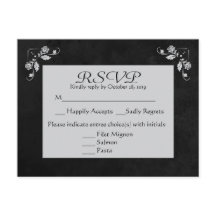 Floral RSVP Gray & Black Chalkboard Post Card