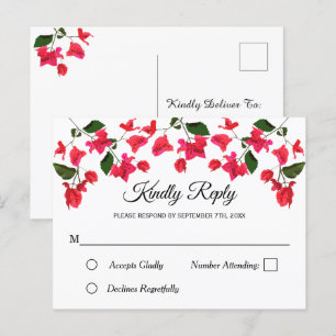 Floral RSVP Invitation Postcard with Bougainvillea