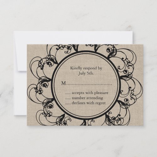 Floral RSVP on burlap