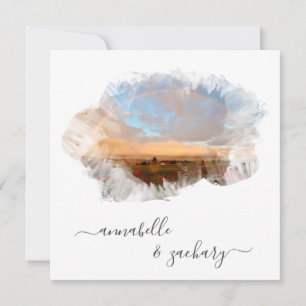 *~* FLORAL + RSVP - QR RAINBOW AR11 BEACH WEDDING INVITATION