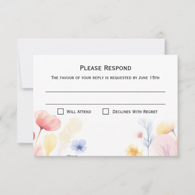 Floral RSVP Response Wedding Card (Front)